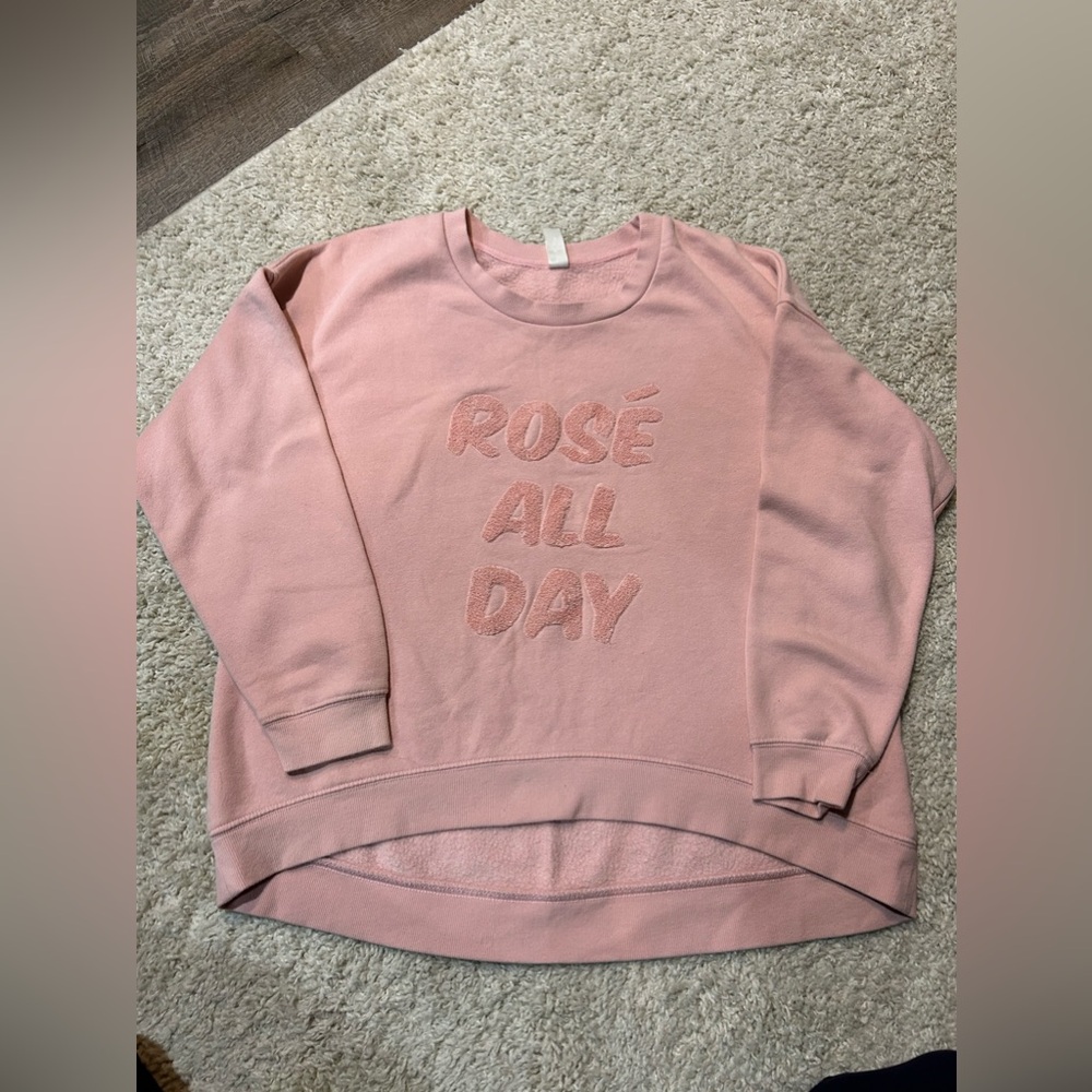 Green tea sweatshirt “Rose all Day”pink size large